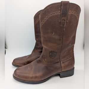 Ariat Women's Brown Leather Western Boots US 11 Distressed Cowboy Farm Chore